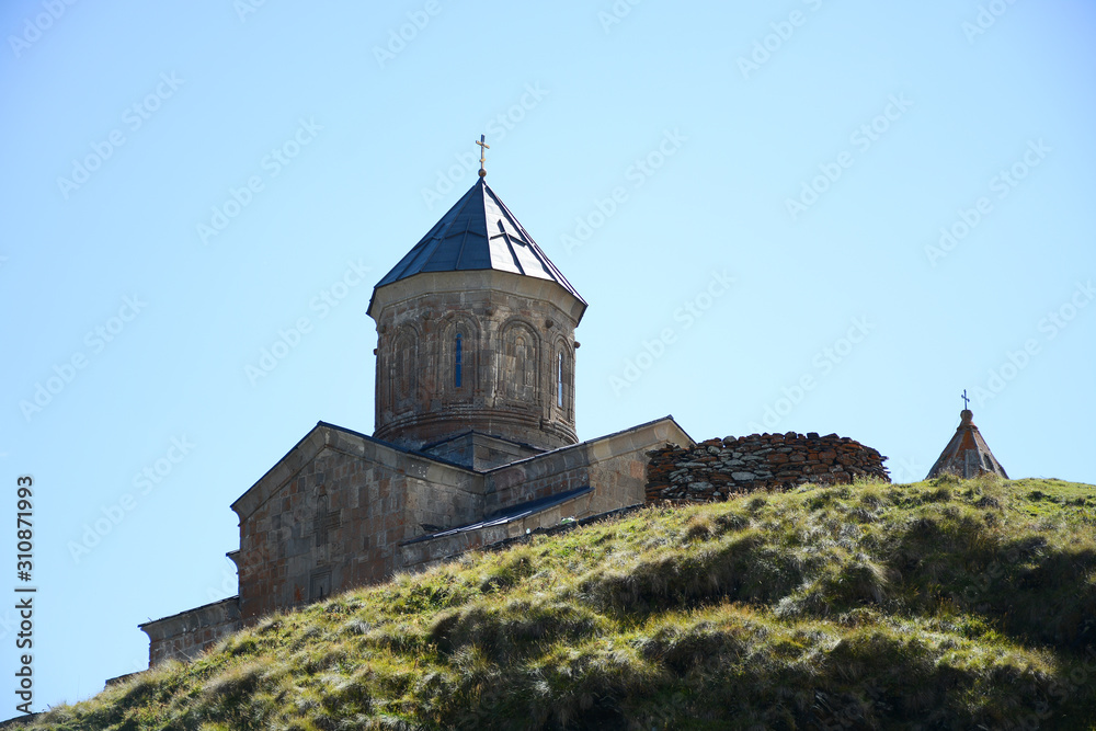 Gergeti Trinity Church (Tsminda Sameba), Holy Trinity Church near Stepantsminda (Kazbegi) in Georgia Gergeti Trinity Church (Tsminda Sameba), Holy Trinity Church near Stepantsminda (Kazbegi) in Georgia