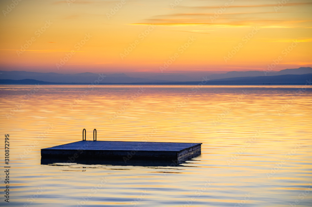 Lake Neusiedl in Burgenland with stunning sunset