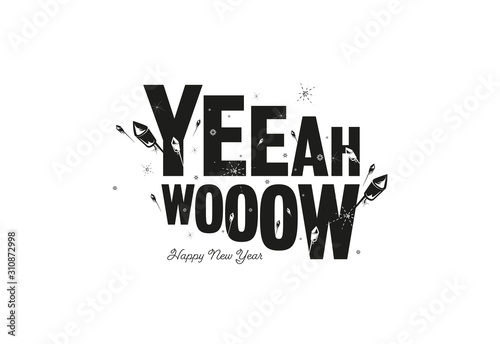 Tableau sur toile Happy New Year fireshow vector illustration