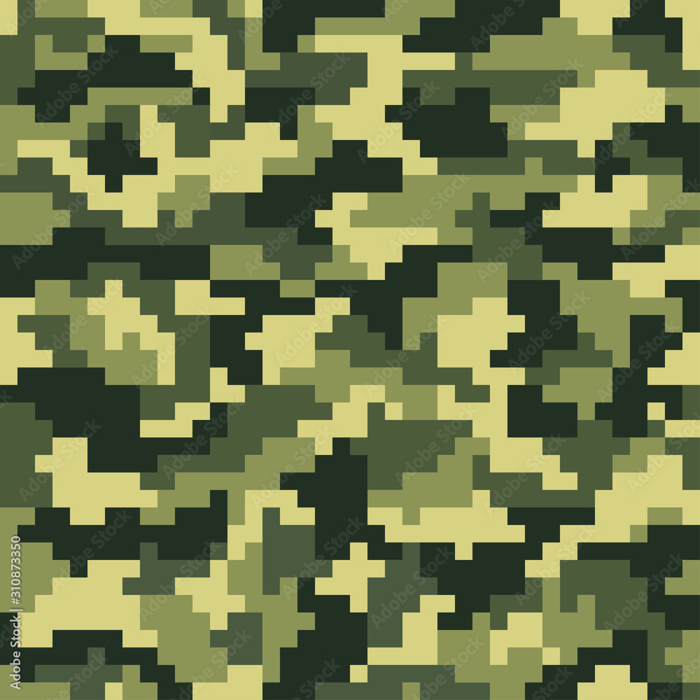 Military camouflage. Seamless pixel pattern.Woodland digital style.Vector illustration. Old games. 8 bit. Military camouflage. Seamless pixel pattern.Woodland digital style.Vector illustration. Old games. 8 bit.