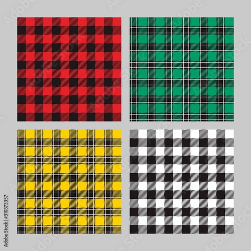 Pack of Simple Seamless Gingham Pattern Design, Gingham Background Vector