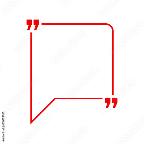 Quotation blank template in red quotes isolated on White. Creative banner illustration with blank quotation frame with quotes. Minimalistic modern empty template typography design wisdom or motivation