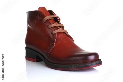 Orange red leather shoes men women