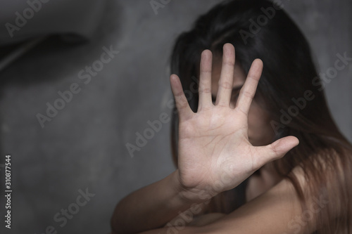 Women  bondage lift hands against violence against women,  international women's day,  The concept of sexual harassment against women and rape.