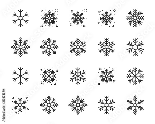 set of snow icons, winter, snowflake, season