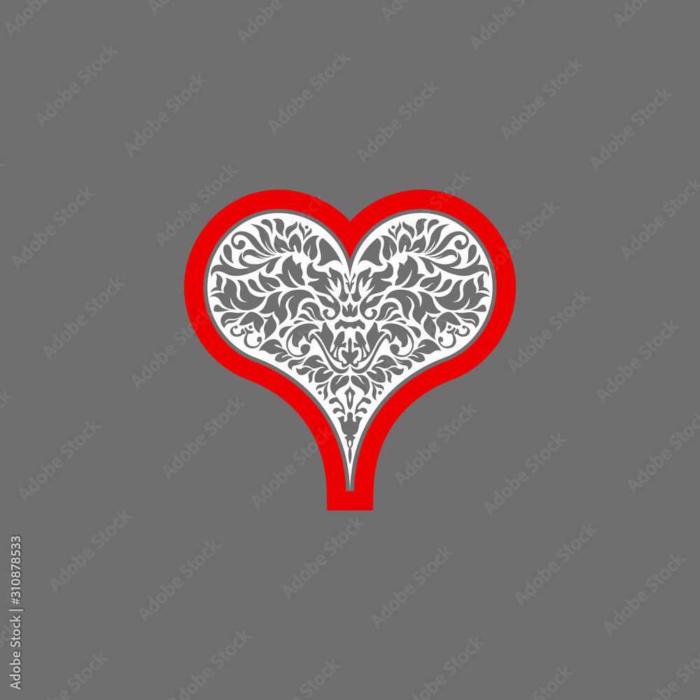 Poker playing card suit Hearts design shape single icon. Hearts suit deck of playing card used for ace in Las Vegas royal casino. Single icon pattern isolated on gray. Ornament drawing pic for tattoo Poker playing card suit Hearts design shape single icon. Hearts suit deck of playing card used for ace in Las Vegas royal casino. Single icon pattern isolated on gray. Ornament drawing pic for tattoo