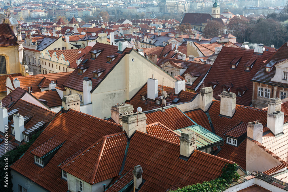 Red roofs of old town in Prague