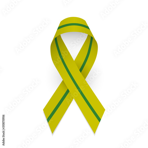 Olive and green awareness ribbon of liberation of Leningrad. Leningrad blockade. January 27. Isolated vector illustration on white background