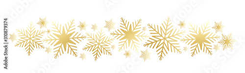 Gold vector snowflake banner