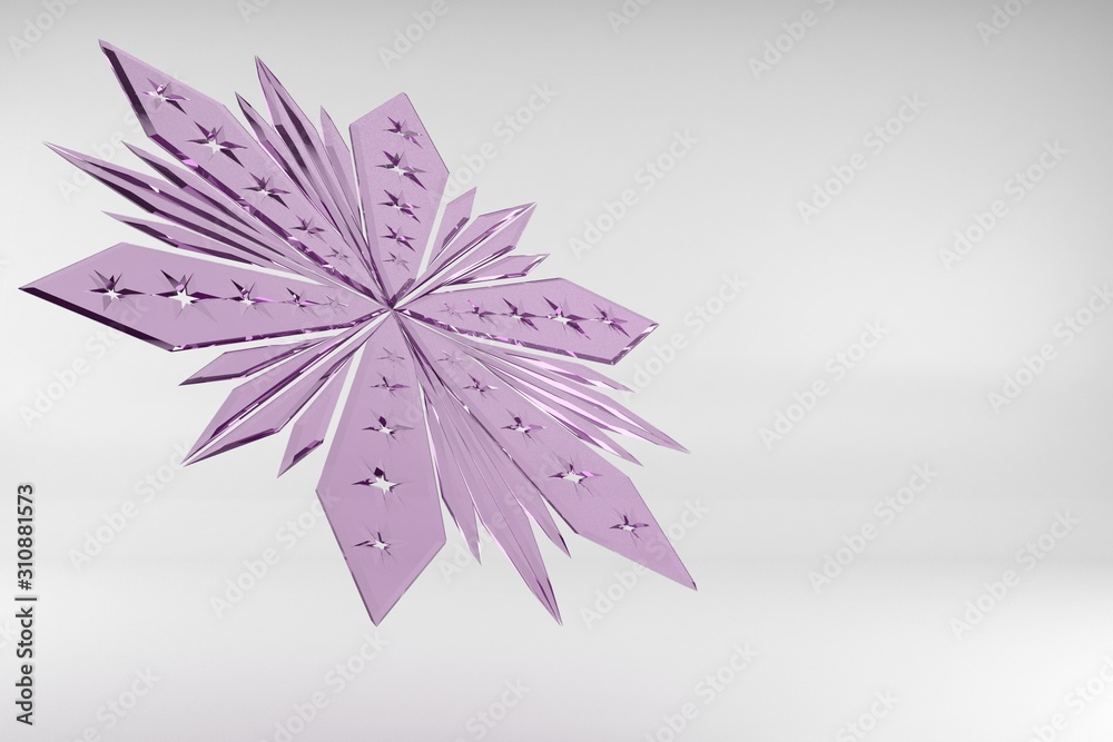 new year snowflake closeup, 3d illustration new year snowflake closeup, 3d illustration