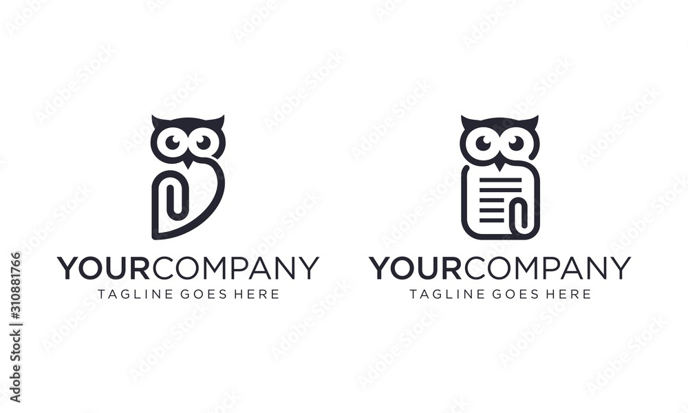 Paper clip with owl for logo design concept Paper clip with owl for logo design concept