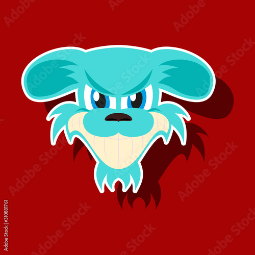 paper sticker on theme evil animal angry dog