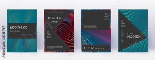 Black brochure design template set. Red abstract l