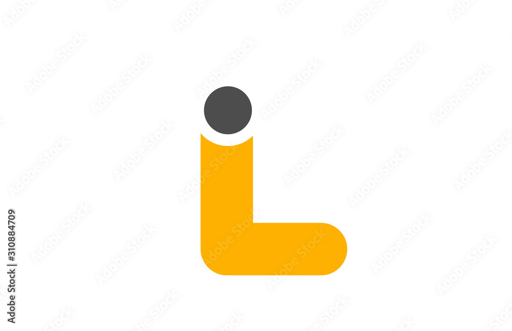 letter L logo alphabet design icon for business yellow grey Stock ...