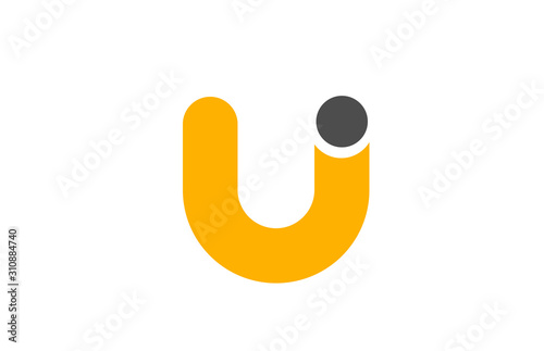 letter U logo alphabet design icon for business yellow grey photo