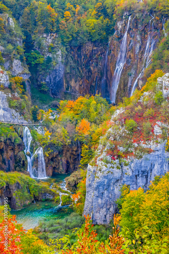 Waterfalls in Plitvice Lakes National Park  Croatia