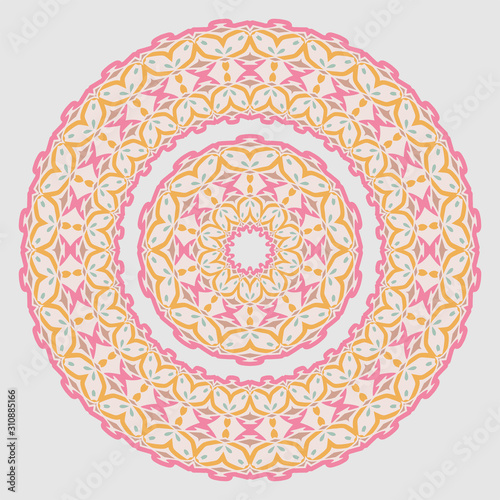 Creative color abstract geometric pattern, vector seamless.  Decorative plate and mandala for interior design. Home decor. porcelain design.