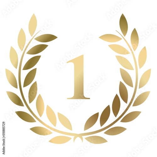 1st birthday gold laurel wreath vector isolated on a white background 