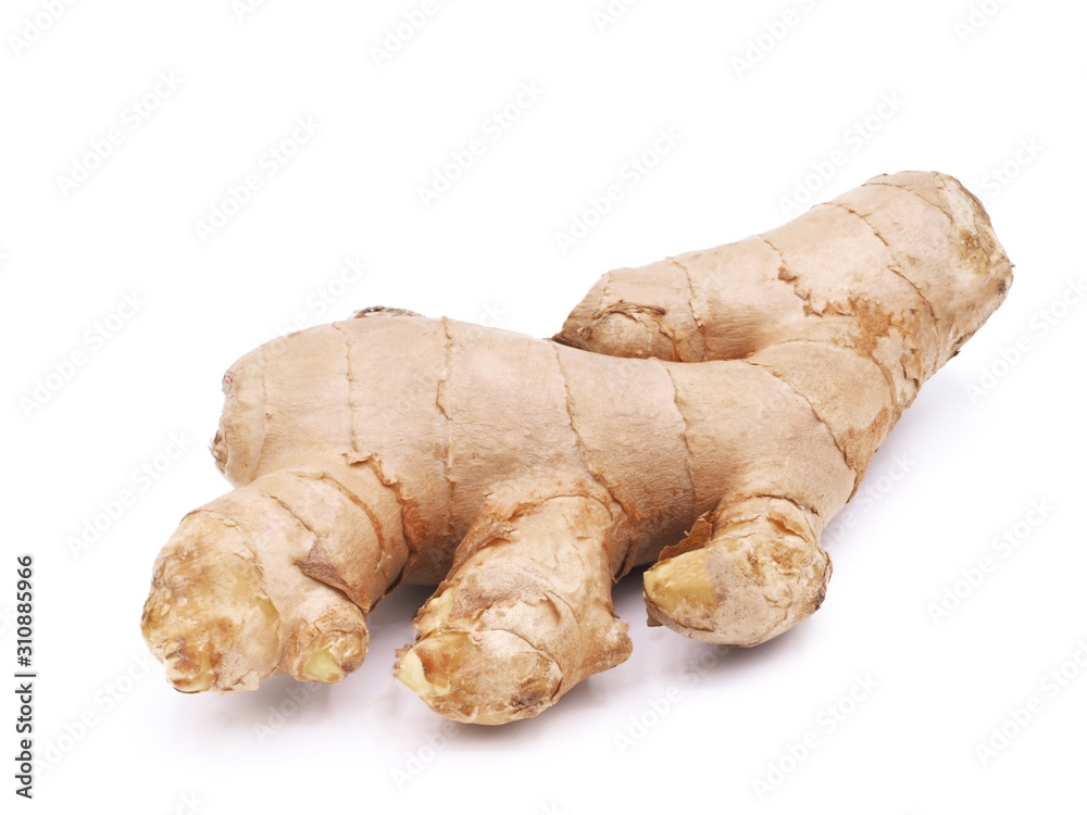 Ginger is placed on a white background Ginger is a herb that is beneficial to the body in many way because it is rich in vitamin and mineral that are very important to our body