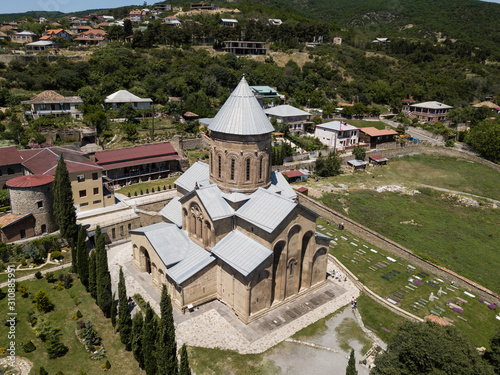 Aerial view to Samtavro Monastery in Mtskheta, Georgia photo