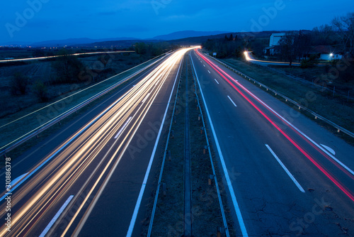 Road with lights on night