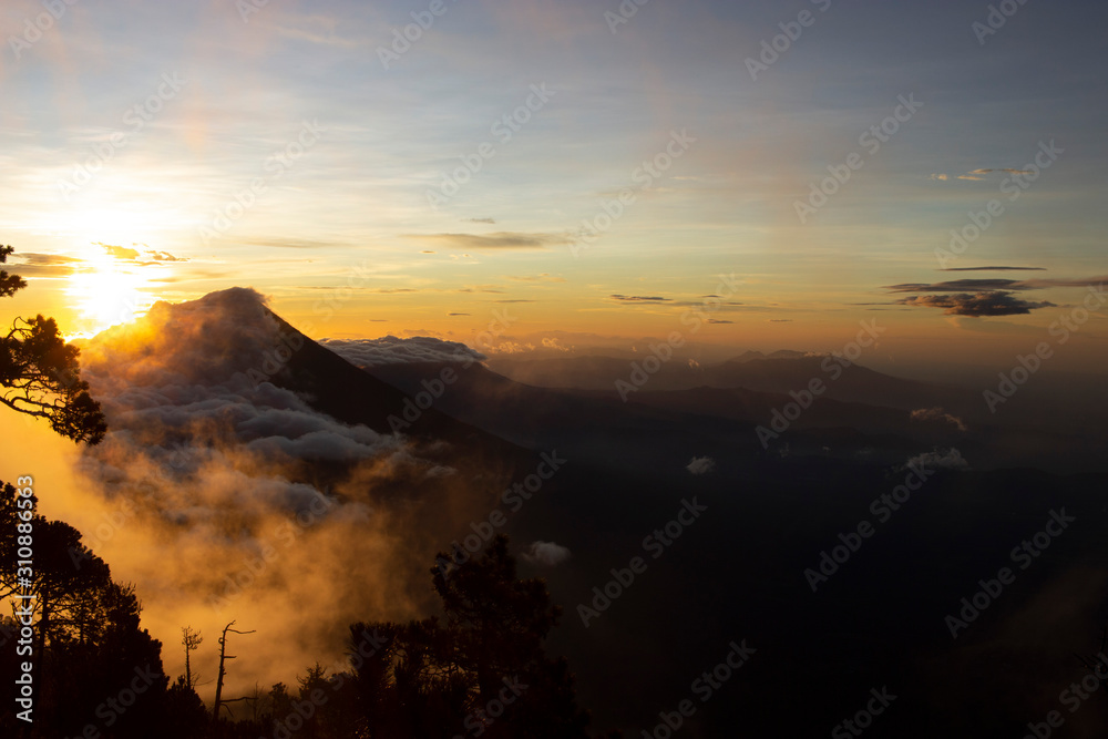 Guatemala Volcano Landscape Sunrise