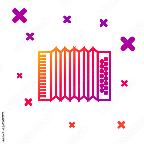 Color line Musical instrument accordion icon isolated on white background. Classical bayan, harmonic. Gradient random dynamic shapes. Vector Illustration