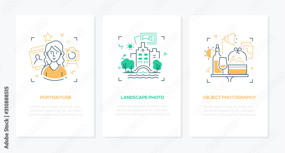 Photography - vector line design style banners set Photography - vector line design style banners set
