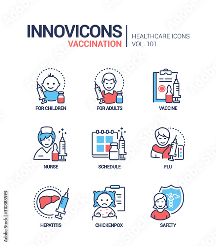 Vaccination - vector line design style icons set