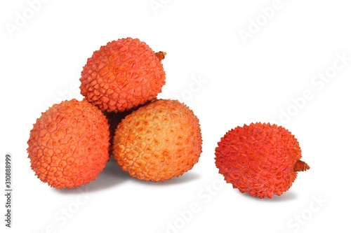 Lychee fruits on white