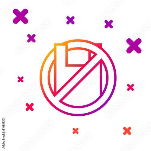 Color line Say no to plastic bags poster icon isolated on white background. Disposable cellophane and polythene package prohibition sign. Gradient random dynamic shapes. Vector Illustration