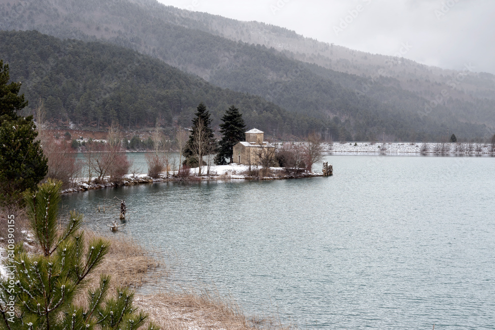 Church on the lake (Greece, mountainous Corinthia)