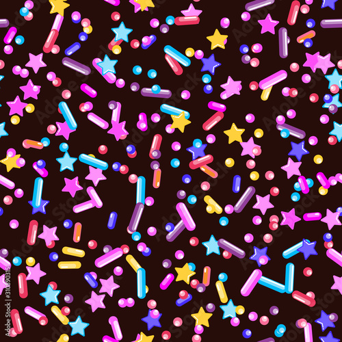 Sprinkle Cupcake Donut Topping. Seamless Pattern 