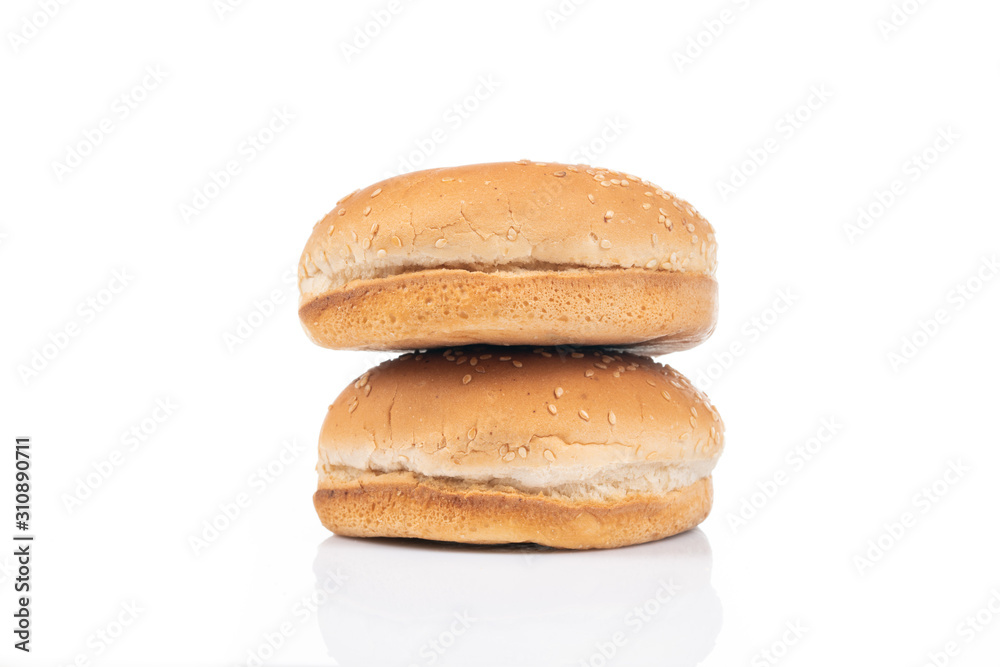 hamburger bread with sesame on white background hamburger bread with sesame on white background