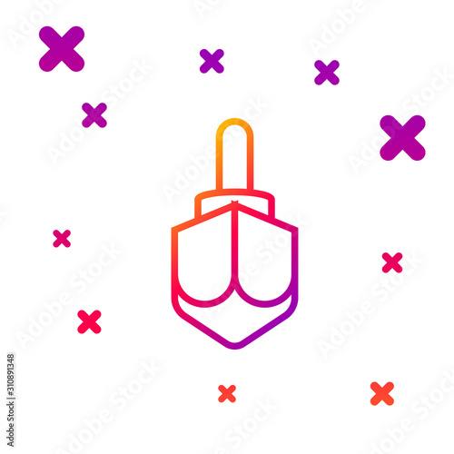 Color line Hanukkah dreidel icon isolated on white background. Gradient random dynamic shapes. Vector Illustration photo