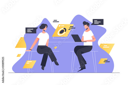 Business man and woman meeting