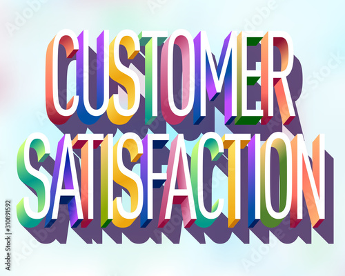 Colorful illustration of "Customer satisfaction" text