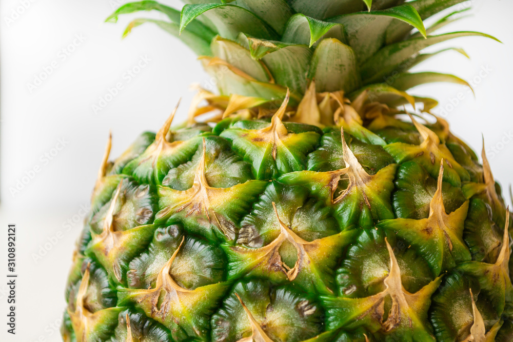 Pineapple top on a light gray background. Pineapple top on a light gray background.