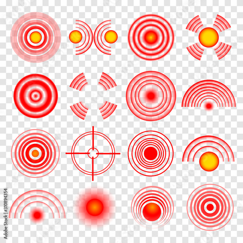 A set of pain circles, red rings. 