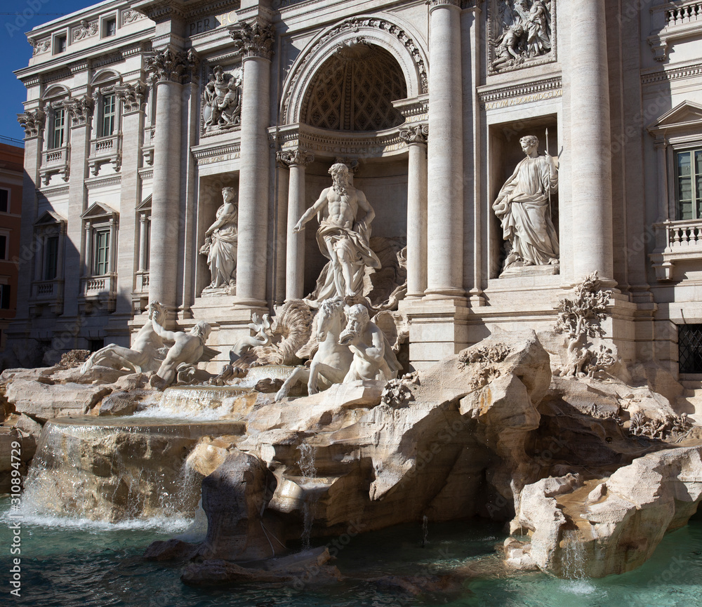 Shadows on the Trevi Fountain in Rome