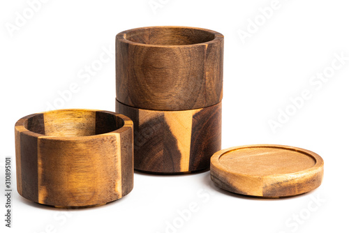 Stacking Bamboo Wood Condiments Vessel