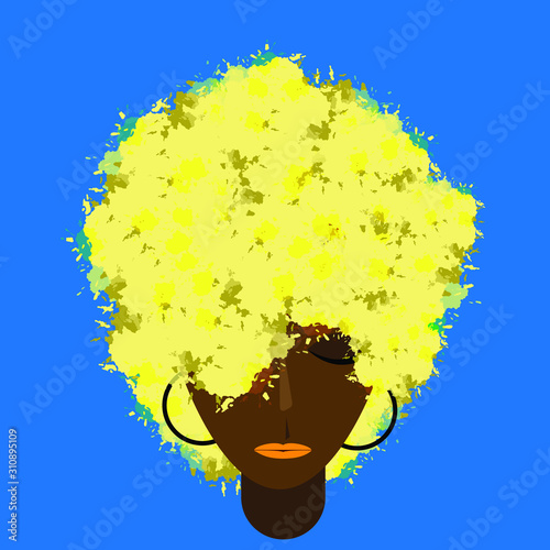 black woman with splash paint like a hair