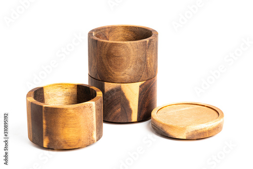 Stacking Bamboo Wood Condiments Vessel