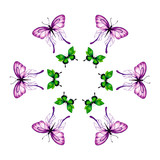 wreath of butterflies on a white background