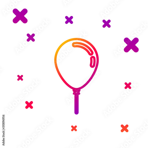 Color line Balloon with ribbon icon isolated on white background. Gradient random dynamic shapes. Vector Illustration
