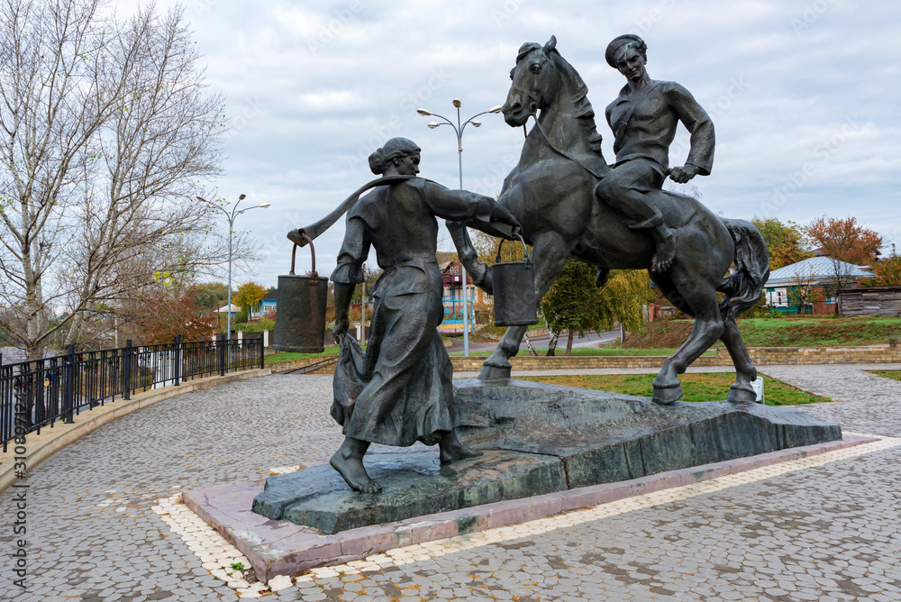 Aksinya and Grigory Melehov monument in Vyoshenskaya village, Russia Aksinya and Grigory Melehov monument in Vyoshenskaya village, Russia