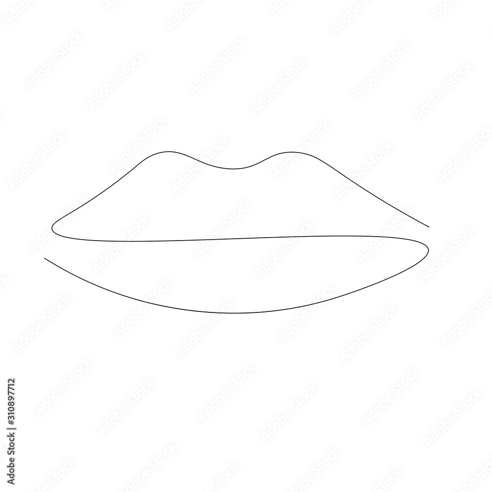 Lipstick kiss. One line drawing. Vector illustration Lipstick kiss. One line drawing. Vector illustration