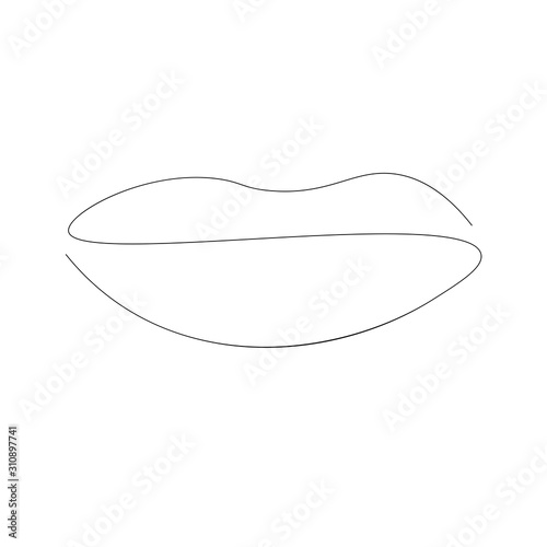 Lipstick kiss. One line drawing. Vector illustration