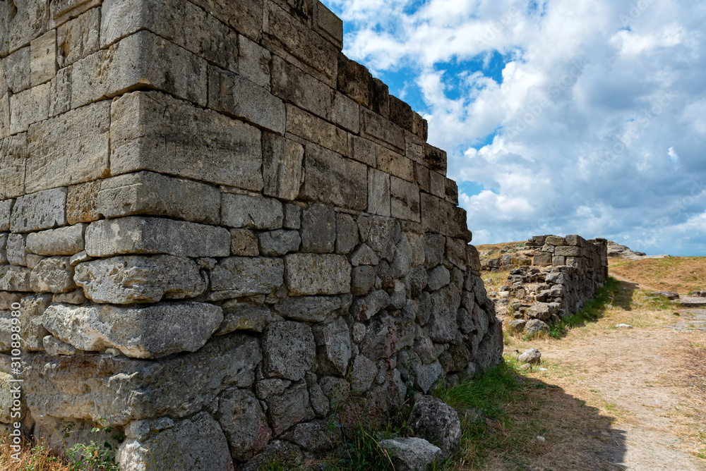 View of ruins of the ancient Greek city of Panticapaeum in Crimea