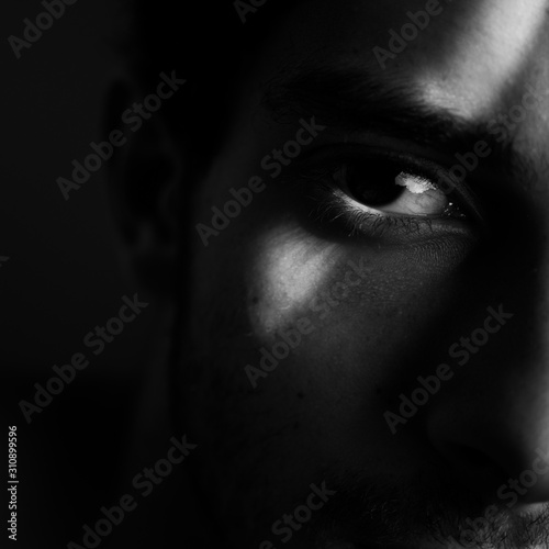 cute eye black and white shadows light illuminated